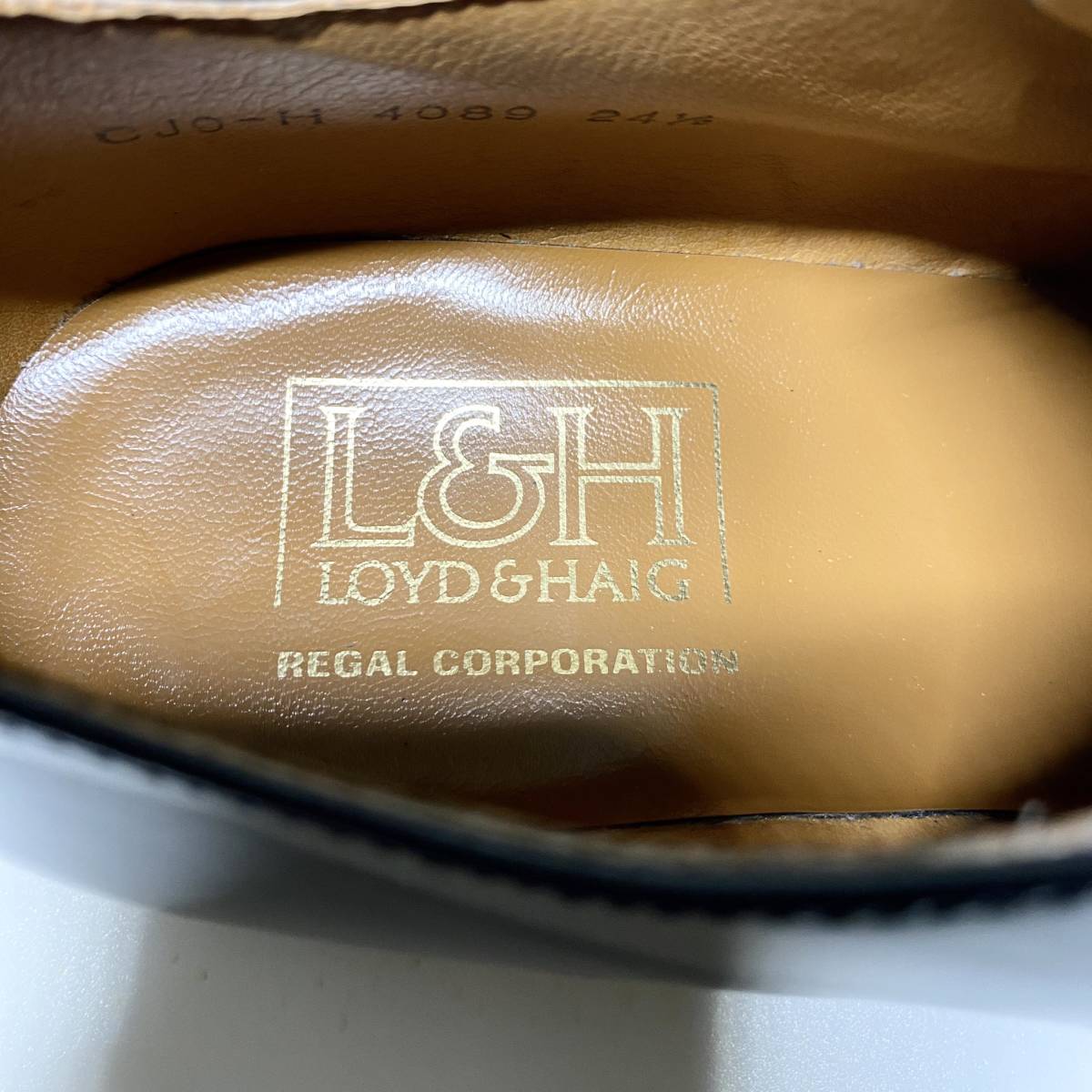 【REGAL LOYD&HAIG】リーガル ロイド&ヘイグ 24.5cm 黒 ブラック プレーントウ 外羽 革靴 メンズ ビジネスシューズ レザー 紳士靴 L&H_画像9