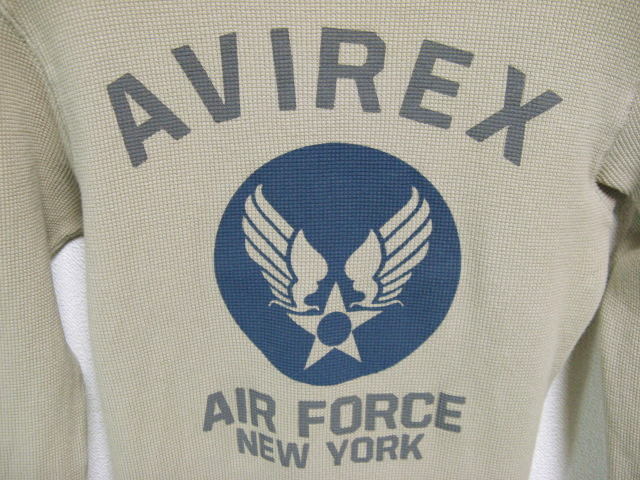  AVIREX アヴィレックス 長袖 USAF プリント サーマル ロンT M ワッフル カットソー ミリタリー Tシャツ_画像2