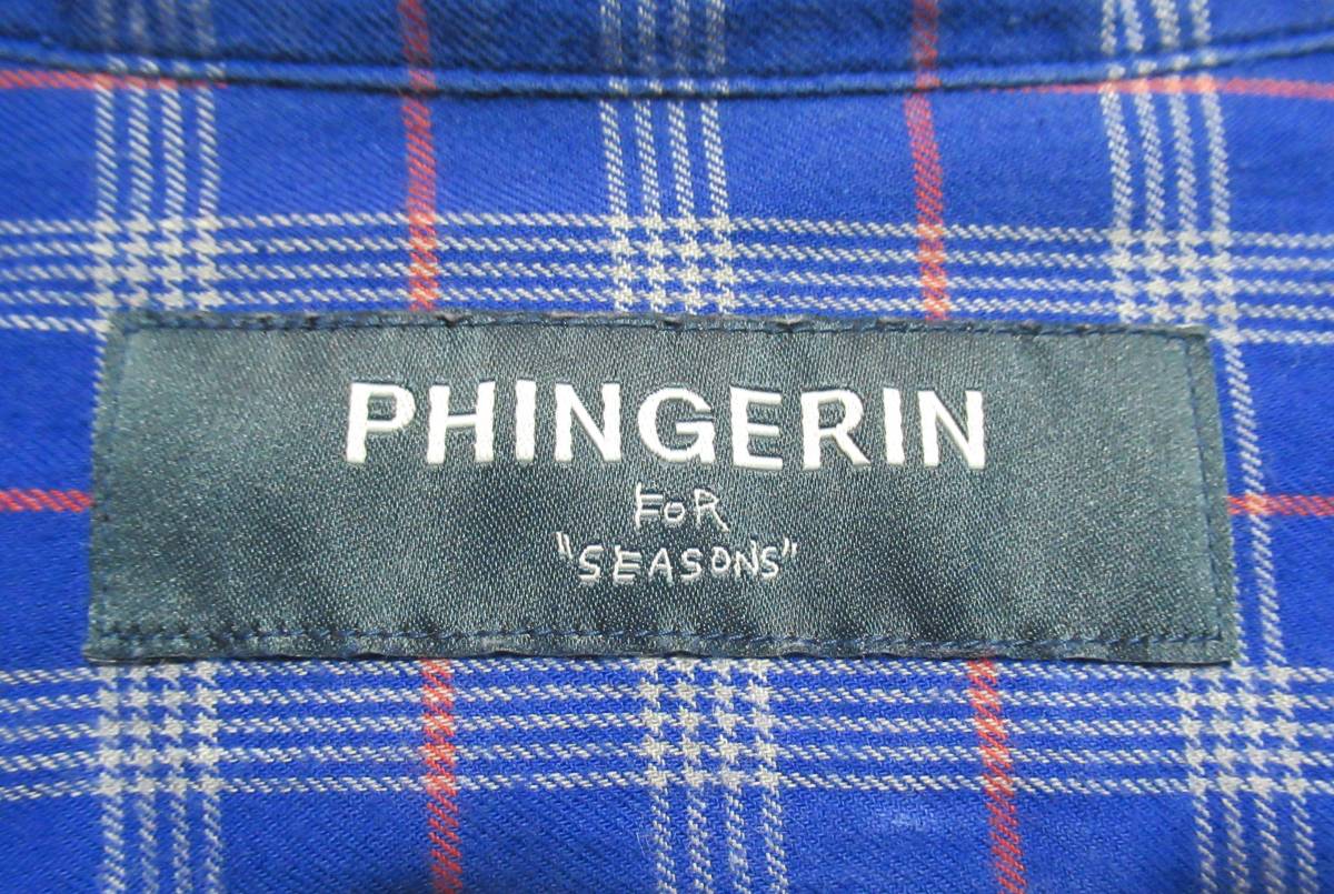 PHINGERIN/フィンガリン◇シャツ パジャマシャツ バンドカラー チェック ブルー系 PD-152-WST-022_画像5