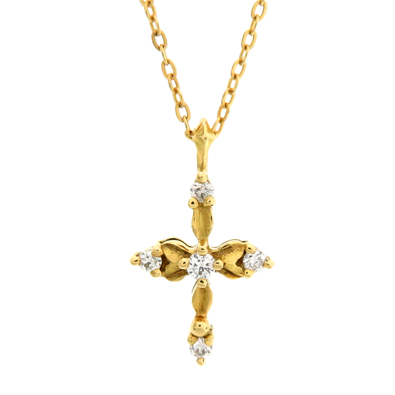 [. talent head office ]AHKAH Ahkah a&b K18YG 0.05ct diamond fea Lee Cross necklace K18 yellow gold lady's DH79274