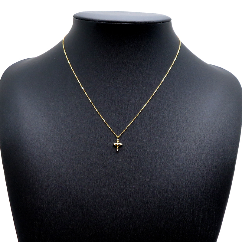 [. talent head office ]AHKAH Ahkah a&b K18YG 0.05ct diamond fea Lee Cross necklace K18 yellow gold lady's DH79274