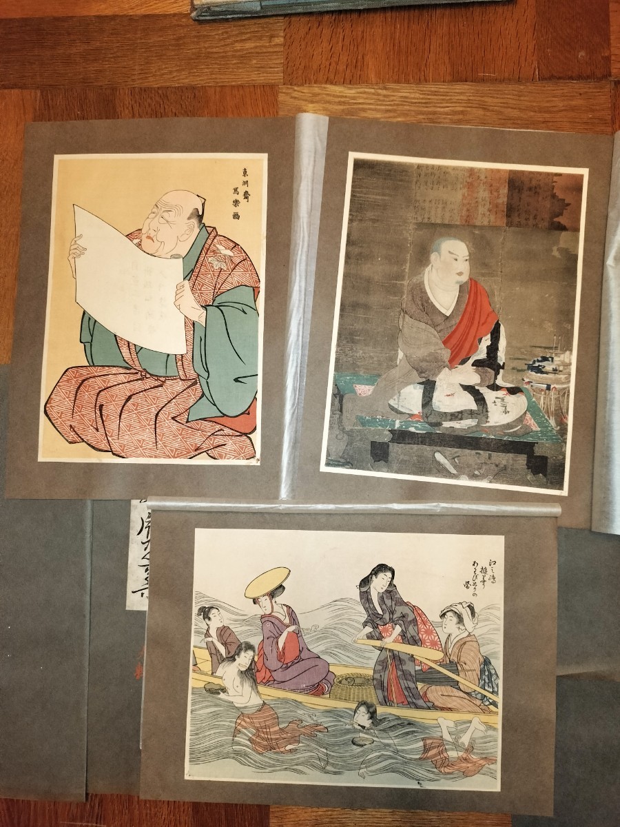 木版画 手摺 やまと版画集 10冊 30枚 1-10輯 まとめて 浮世絵 写楽 雪舟 春信 伊藤若冲 喜多川歌麿 大正時代 復刻 美人画 花鳥図 錦絵 美品_画像7