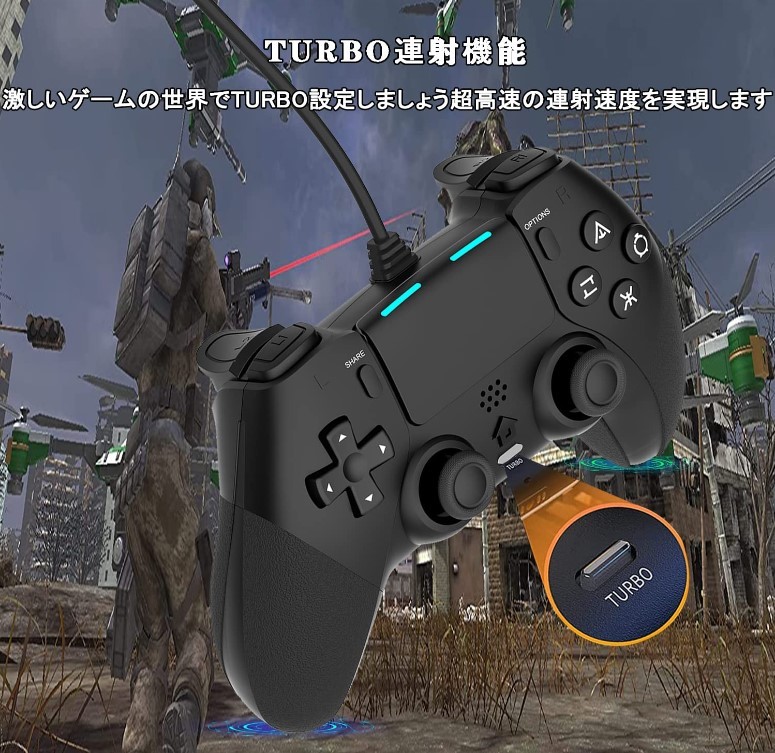 【新品】PS4/PC コントローラー有線/振動/背面ボタン/ゲームパッド_画像3