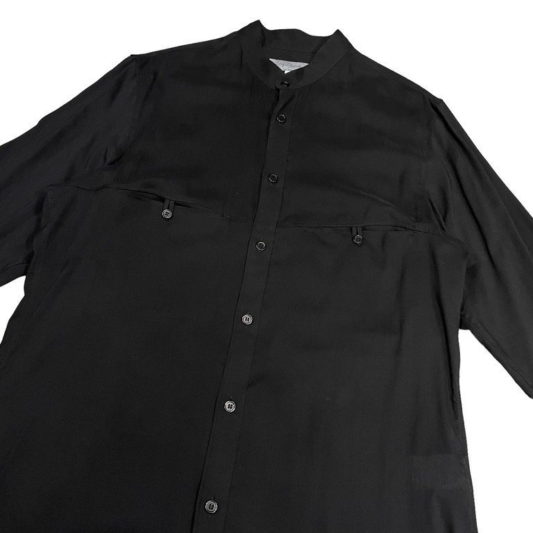 Yohji Yamamoto Pour Homme 【men3510I】 21AW セルローススタンドカラーアシンメトリーシャツ G-段違いスタンドB HX-B19-201 定52800 AR_画像4