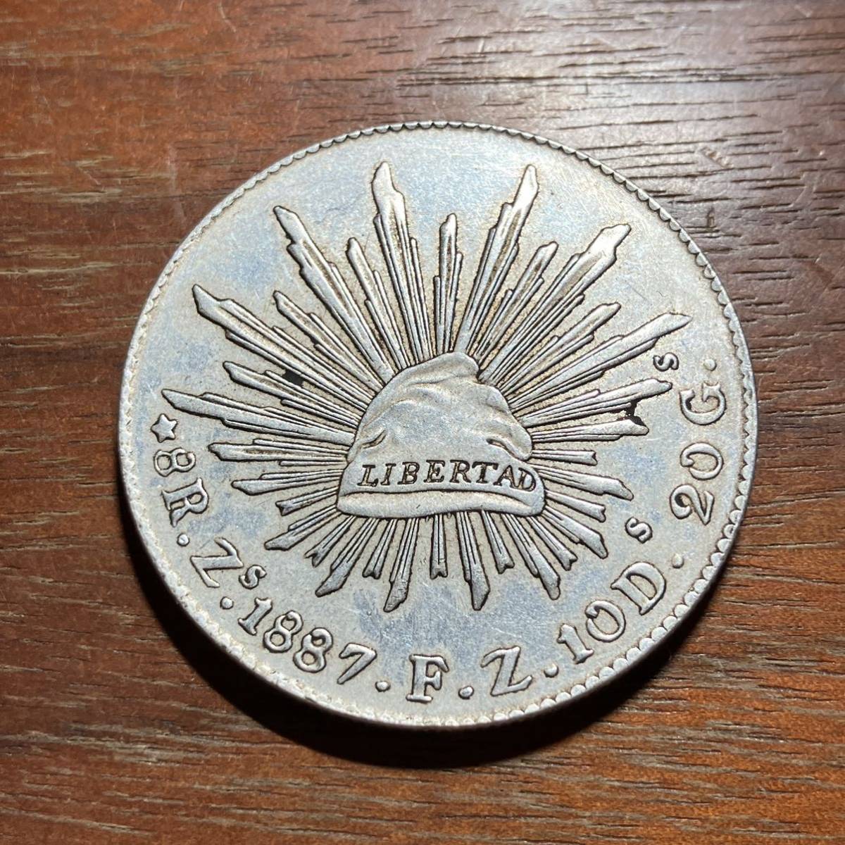 6919,,,メキシコレアル　1887年　F.Z　海外コイン　アンティークコレクション　銀貨_画像1
