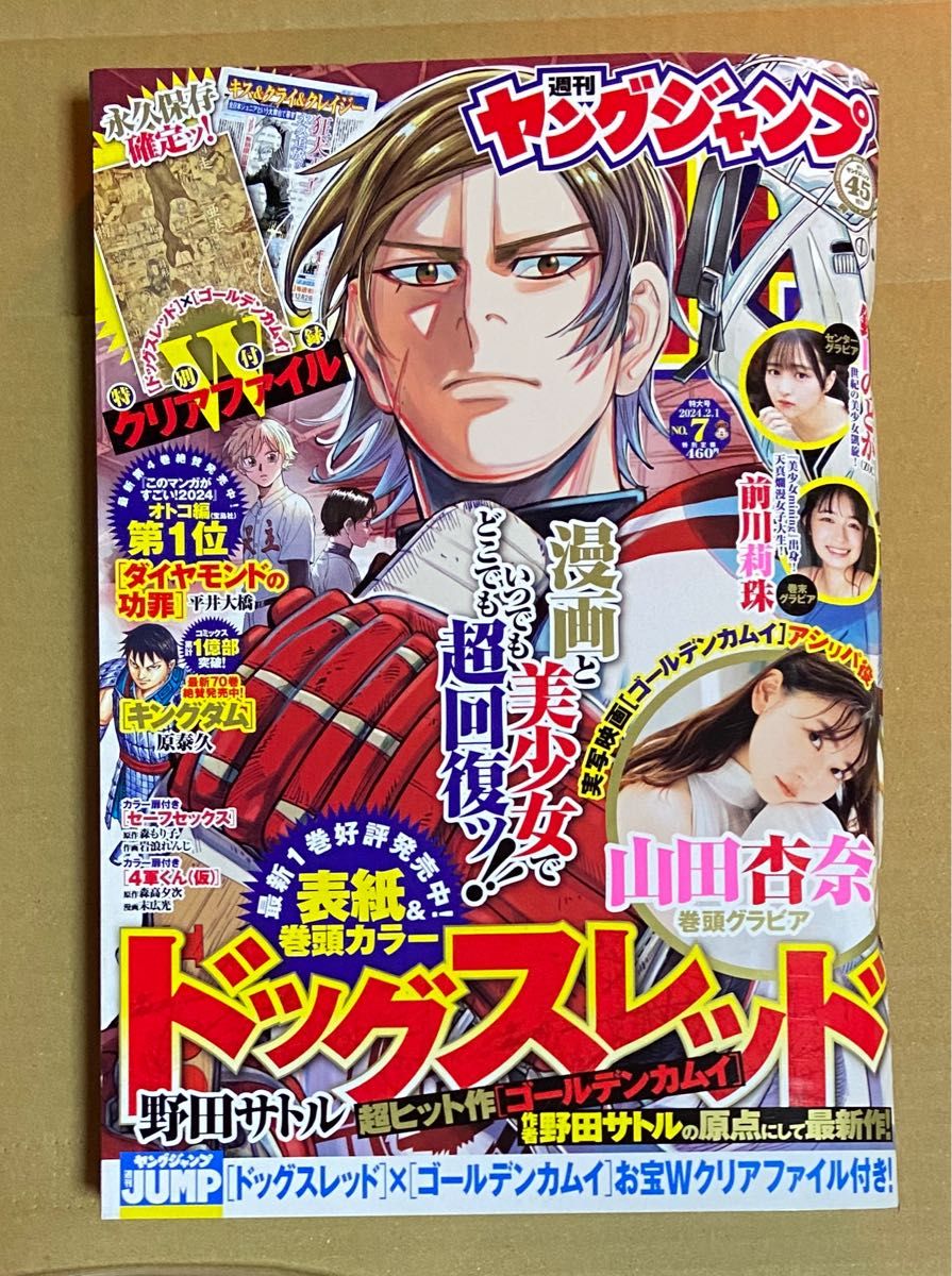 週刊ヤングジャンプ　7号　ゴールデンカムイ　Wクリアファイル　イラストカード　杉元佐一　山田杏奈