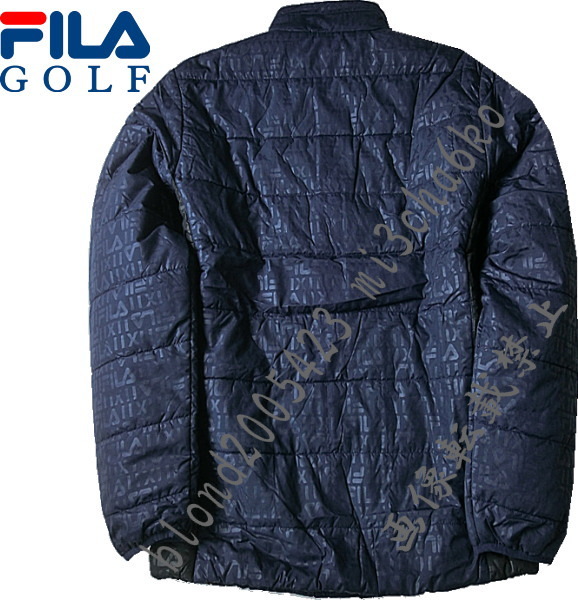 ■新品【FILA GOLF】フィラゴルフ 中綿保温 全体同色ロゴ フルZIPジャケット■NV/L