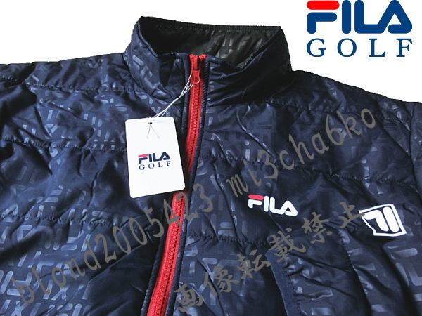 ■新品【FILA GOLF】フィラゴルフ 中綿保温 全体同色ロゴ フルZIPジャケット■NV/L