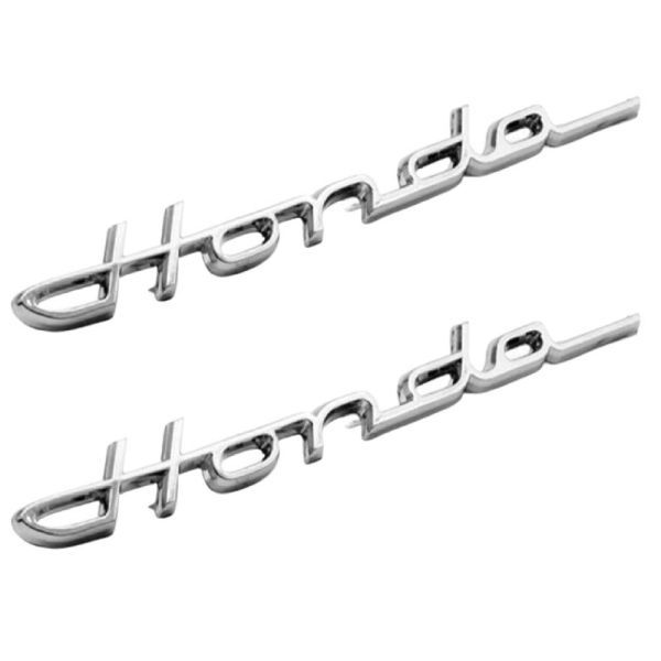 2個セット Honda ロゴ クラシック エンブレム メッキ 筆記体 レトロ調 ホンダ モンキー ゴリラ エイプ シャリー ダックス ディオ シルバー_画像1