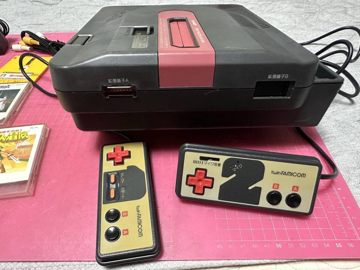 入園入学祝い ツインファミコン改 AN-500B FC 黒 本体 ディスクシステム 前期 ディスクシステム