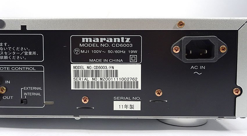 緑屋Re■ marantz マランツ　CD6003　CDプレーヤー　動作品　　z/hg/1-136/27-2#120_画像5