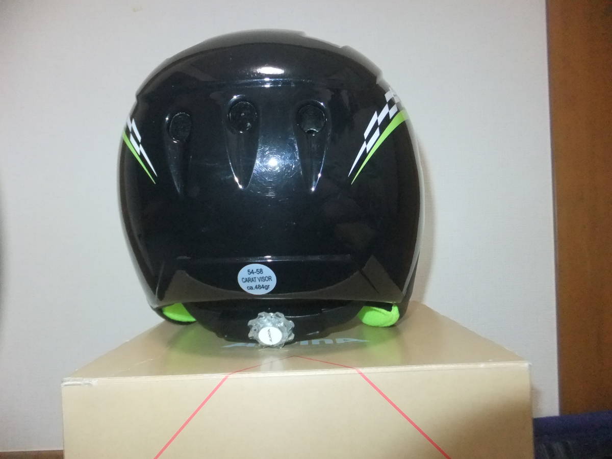 スキー　ヘルメット　バイザー付　ジュニア用　54～58ｃｍ　ALPINA　アルピナ　ブラック×グリーン　黒/緑　中古_画像7