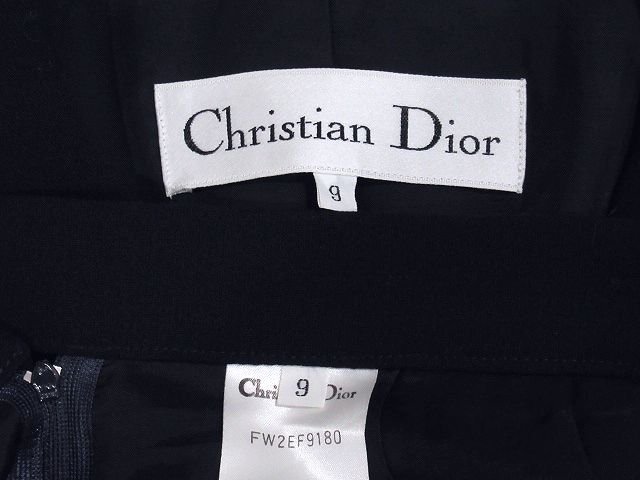 ◆超美品◆Christian Dior ディオール*ウール/フリル*スカートスーツ*セットアップ*サイズ9*ジャケット/スカート*裏地キュプラ*ネイビー_画像9