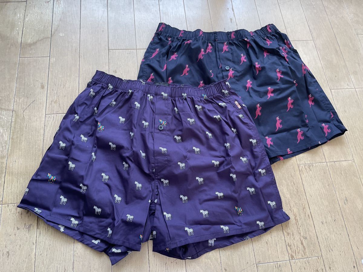  prompt decision! Paul Smith!PAUL SMITH cloth . trunks 2 sheets set Zebra pattern purple ( purple )& dinosaur pattern pink ( navy blue )L
