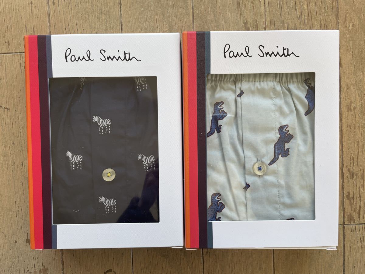  prompt decision! Paul Smith!PAUL SMITH cloth . trunks 2 sheets set Zebra pattern navy & dinosaur pattern green ( light blue series )L