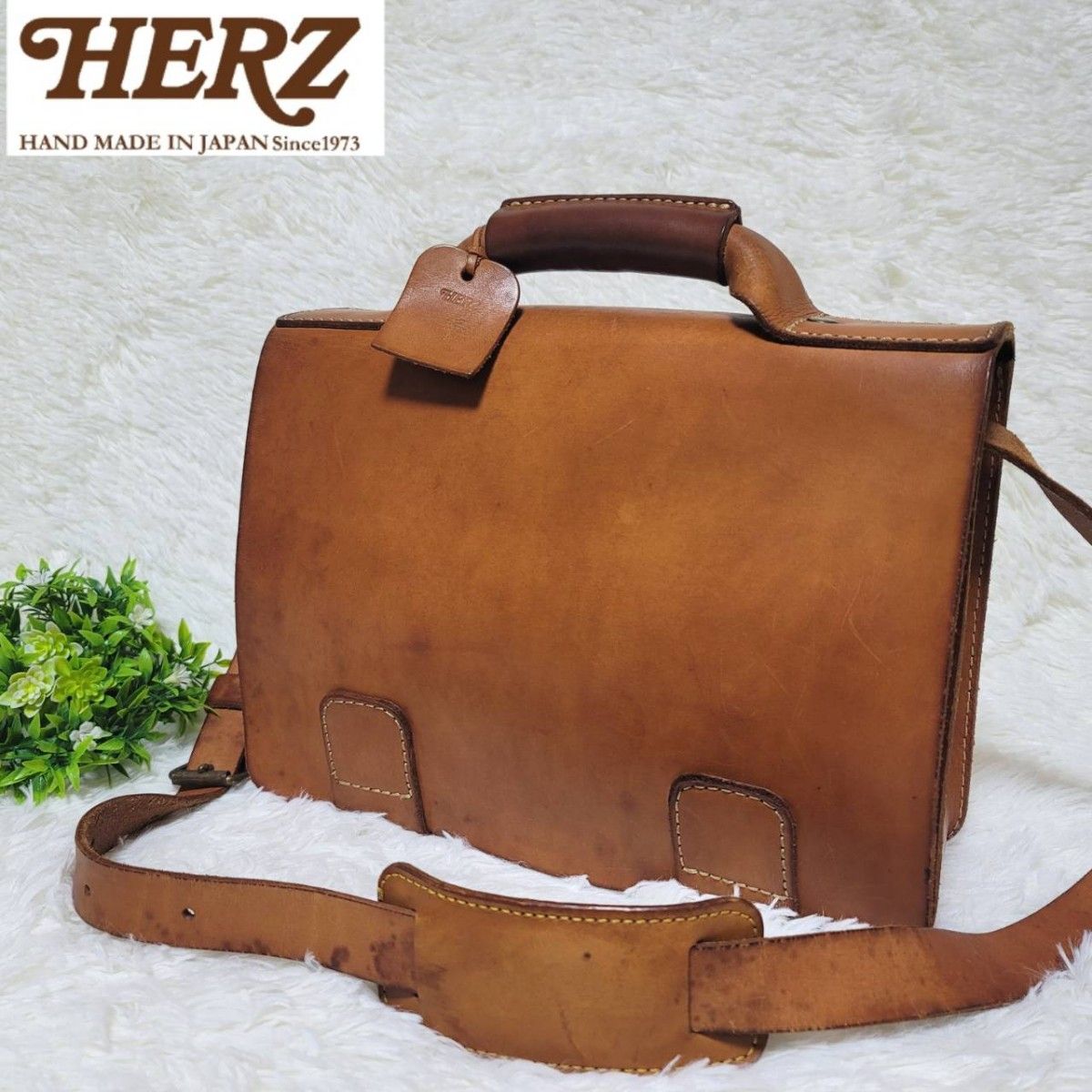 【良品】ヘルツ HERZ ビジネスバッグ 2way  ショルダーバッグ ヌメ革