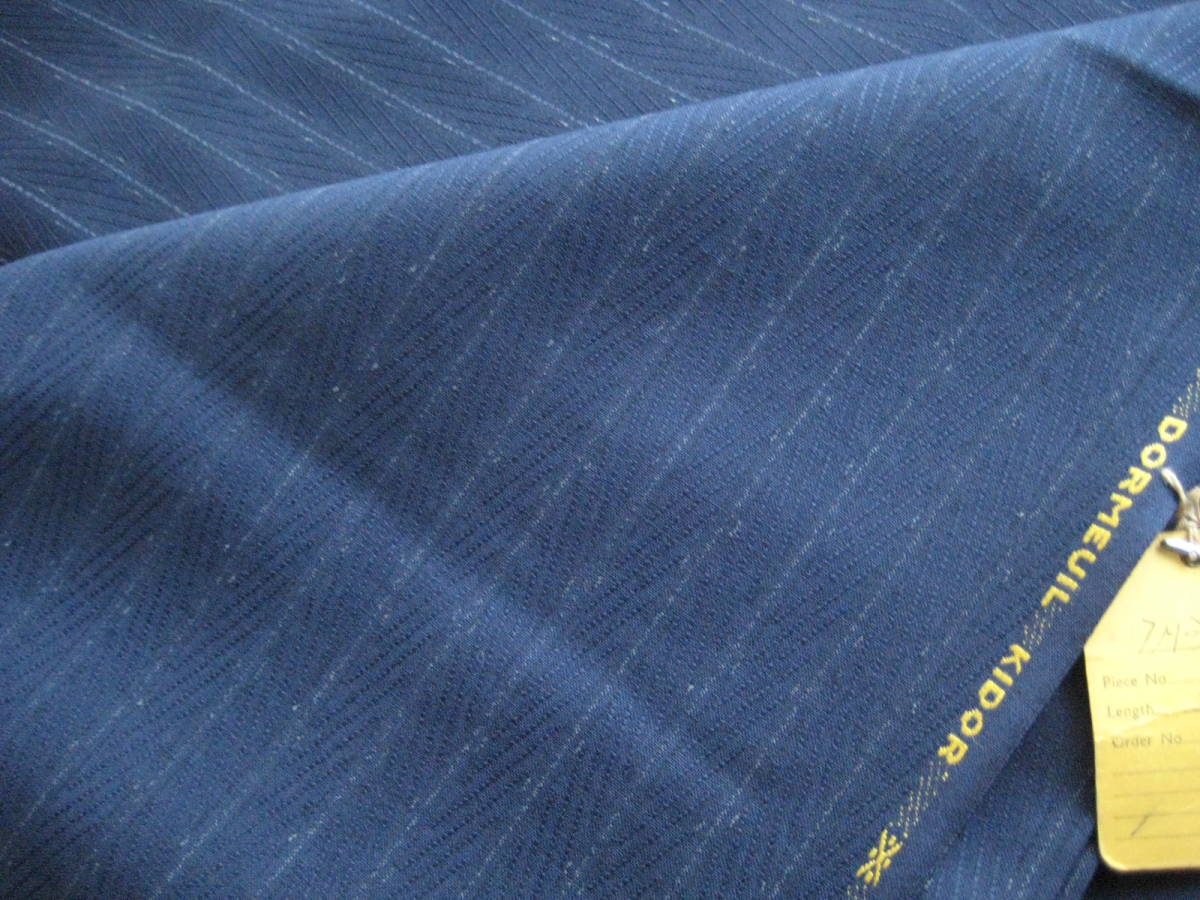  name goods do-meruki doll navy blue ground . gray. stripe Vintage suit cloth 2.8m DORMEUIL KIDOR