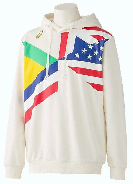 0 regular price 8,250 jpy new goods Asics flag graphics wet jacket 2031B810 cream men's M