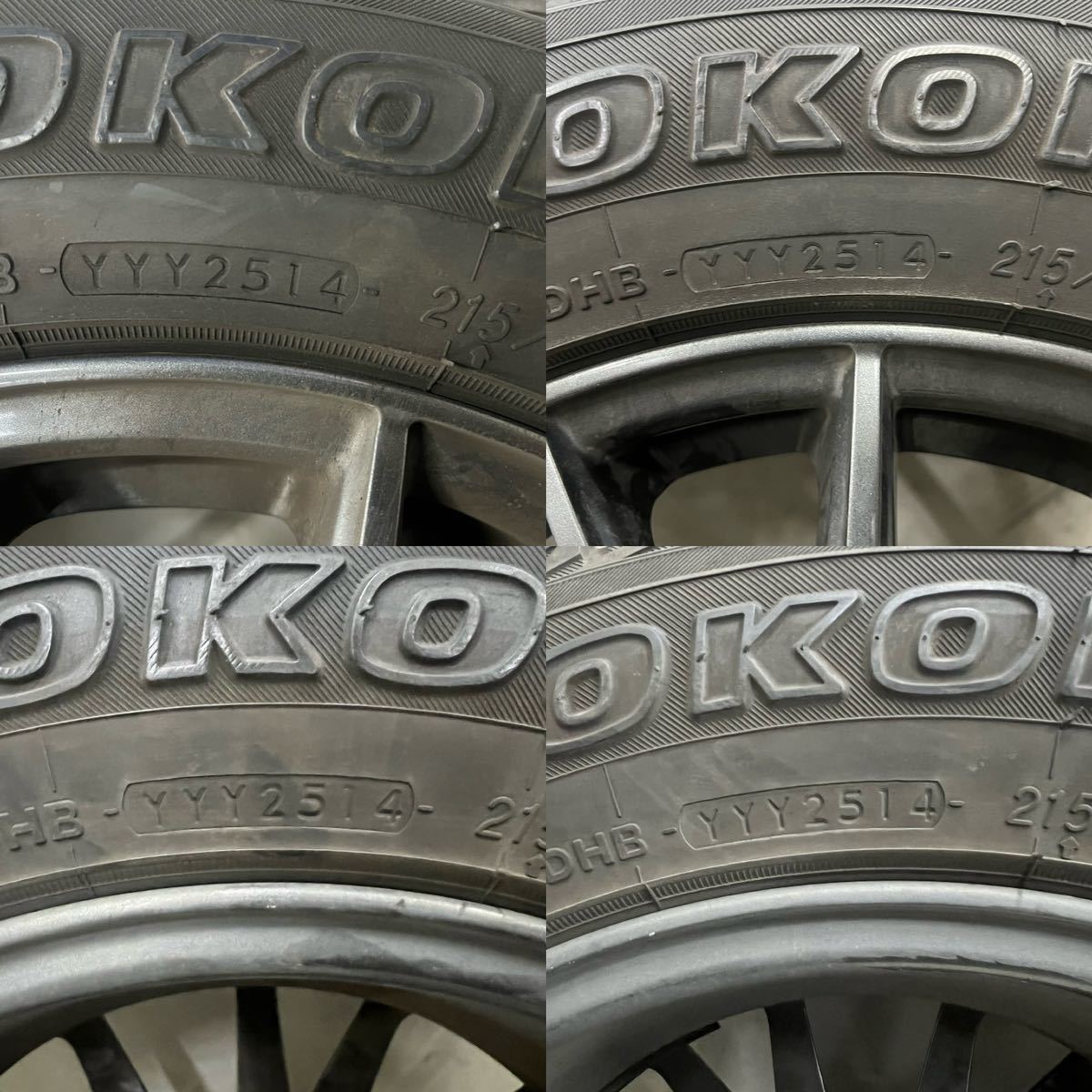 YOKOHAMA GEOLANDARスタッドレス 215/65R16 98Q 4本 ヴェルファイア アルファード 中古 バリ山 6.5J 114.3 オフセット40？_画像3