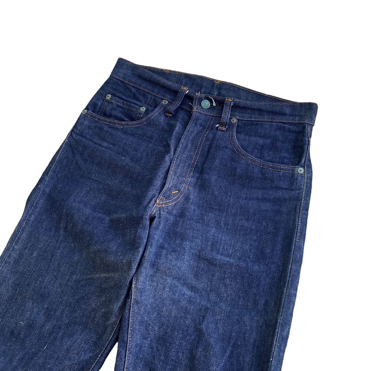 100円スタート70s80s 1980年USA製 levi's505 66後期 ノンウォッシュ？ バキバキ 真っ紺 マッコン 濃紺 w29 リーバイス ビンテージ _画像9