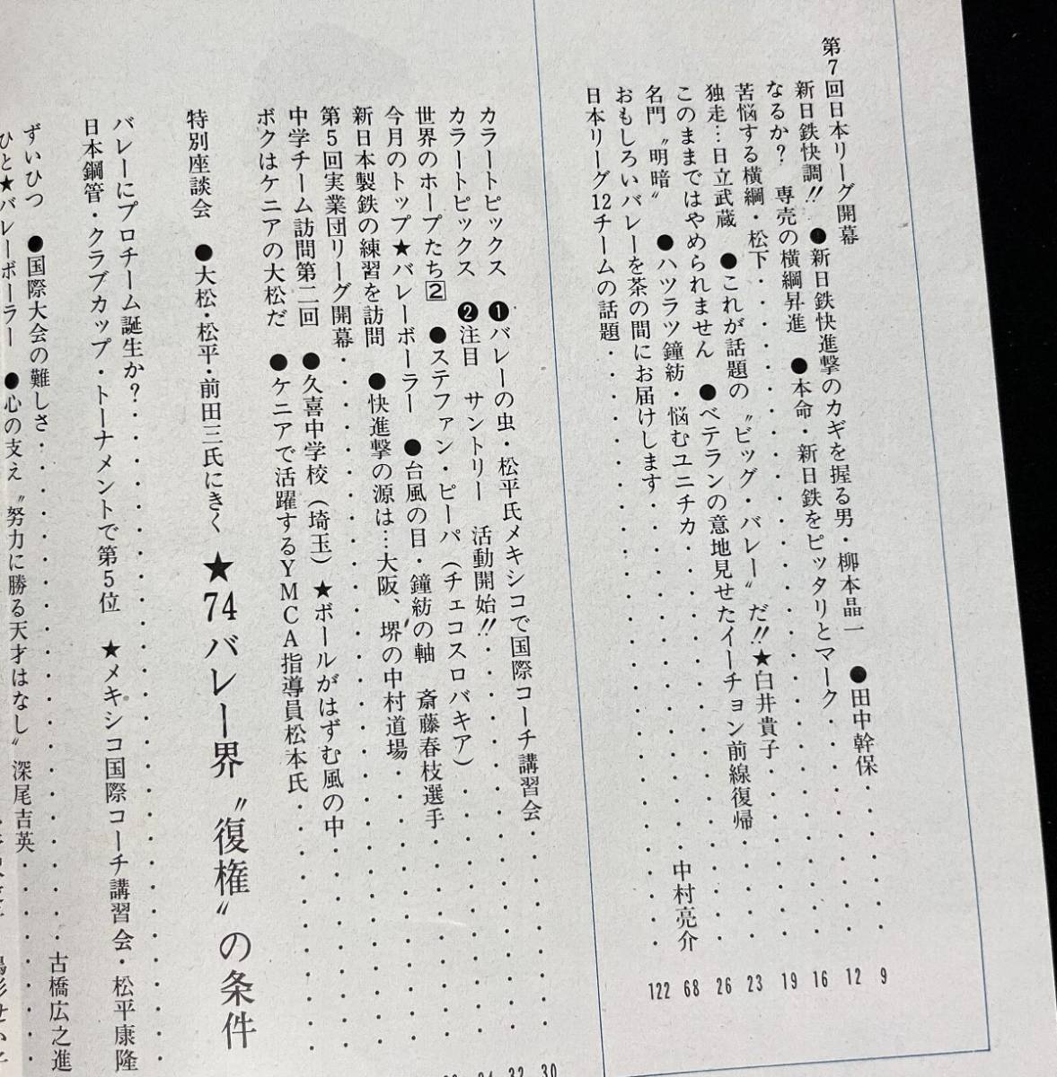 月刊バレーボール 1974年2月号 日本リーグ 田中幹保 柳本晶一 白井貴子 日立武蔵 新日鉄 飯田高子 ヤシカ ユニチカ 斎藤春枝 久喜中学校_画像7