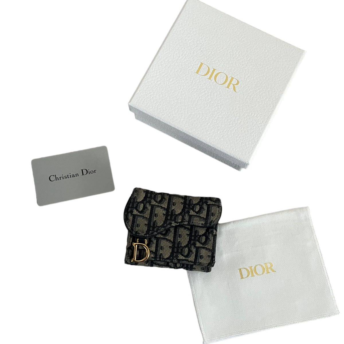 早い者勝ち Christian Dior ディオール オブリーク サドル トロッター 三つ折り財布 レザーxキャンバス 男女兼用