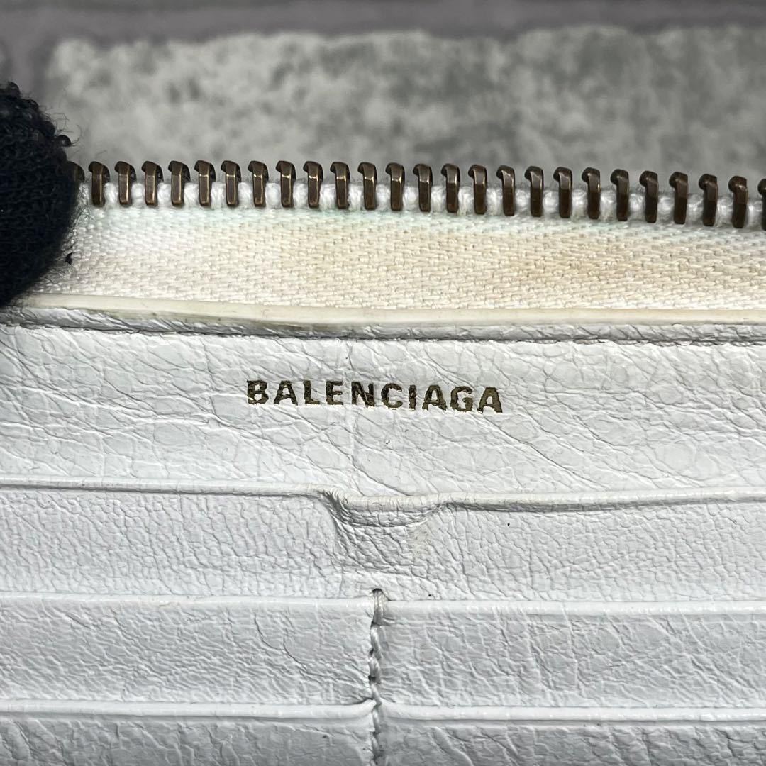 美品●希少●BALENCIAGA バレンシアガ メンズ 長財布 ラウンドファスナー シティ グラフィティー 落書き レザー 本革 ホワイト 白_画像9