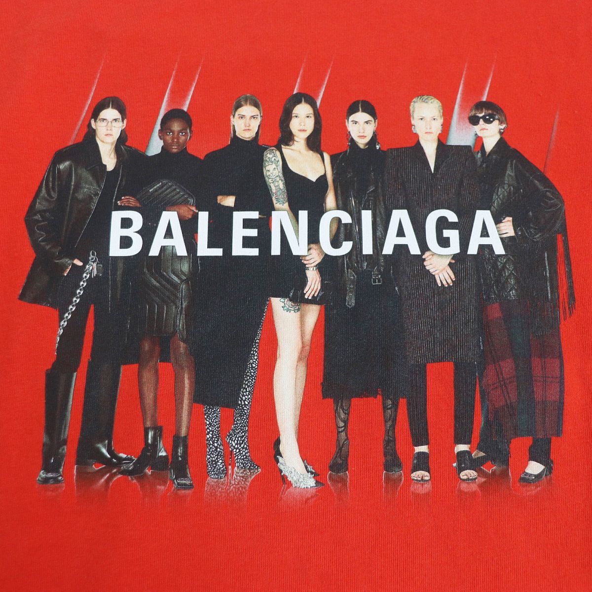 極美品□20SS BALENCIAGA/バレンシアガ Real Balenciaga プリントデザイン コットン100％ 半袖Tシャツ/カットソー レッド XS 正規品 メンズ_画像4
