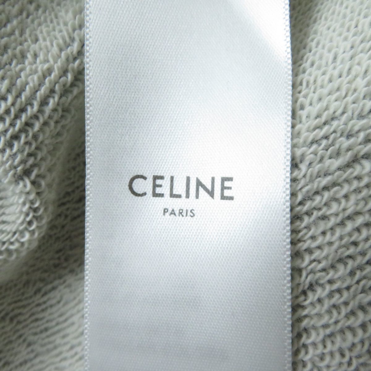 美品★正規品 CELINE セリーヌ 2Y757670Q CELINE 16 HOODIE IN COTTON FLEECE オーバーサイズ プルオーバーパーカー グレー XS イタリア製_画像8