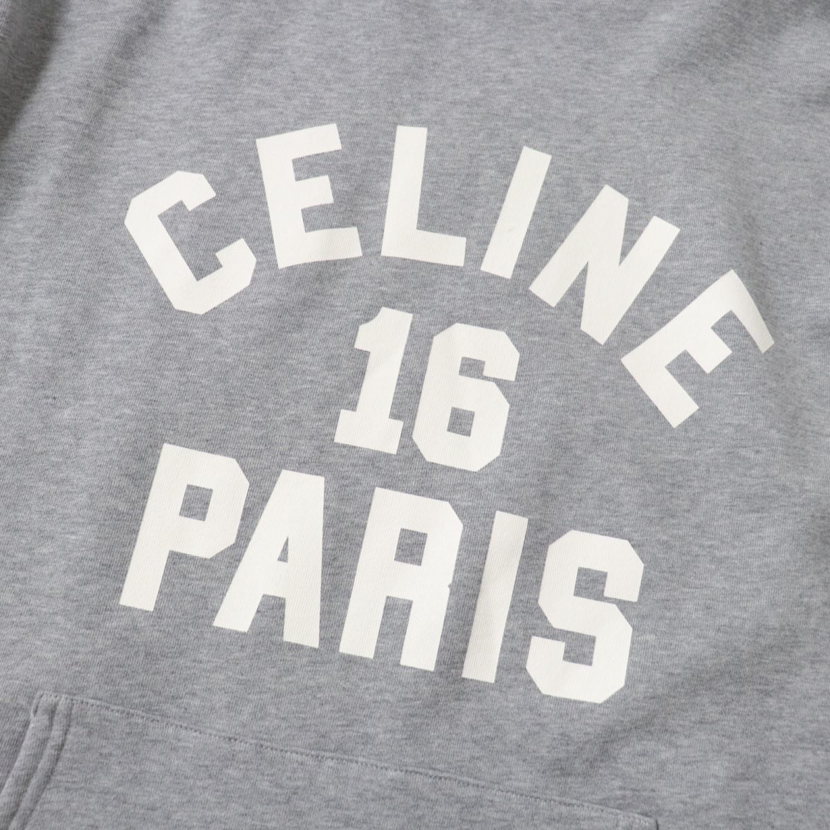 美品★正規品 CELINE セリーヌ 2Y757670Q CELINE 16 HOODIE IN COTTON FLEECE オーバーサイズ プルオーバーパーカー グレー XS イタリア製_画像5