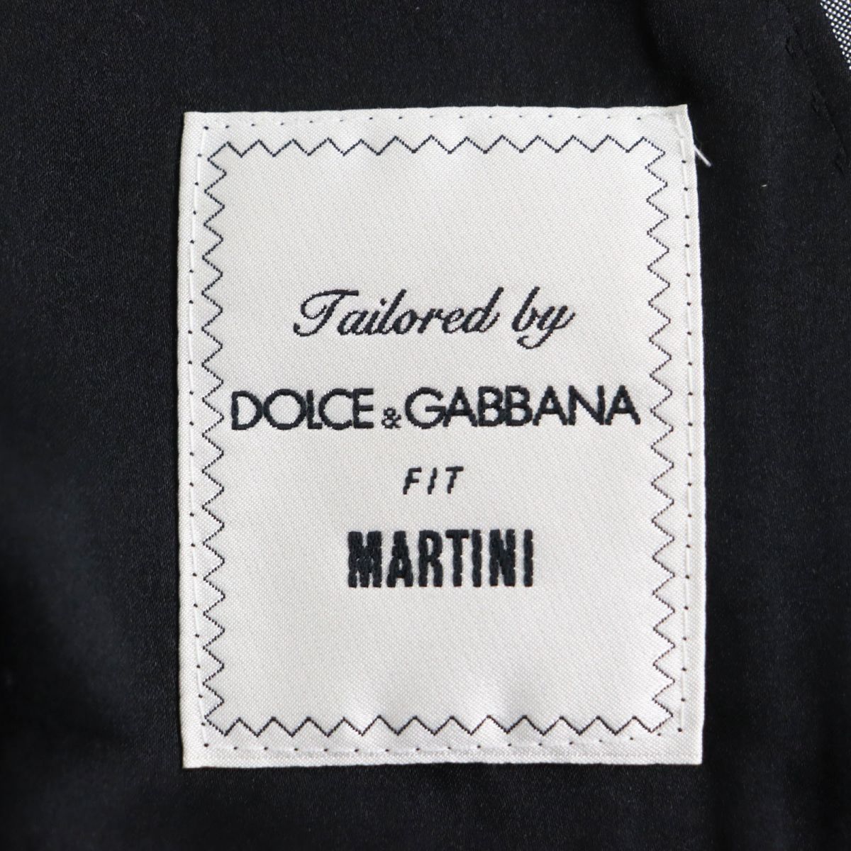 美品●黒タグ DOLCE＆GABBANA ドルチェ＆ガッバーナ MARTINI シルク混 本切羽 シングル テーラードジャケット 灰色 48 伊製 正規品 メンズ