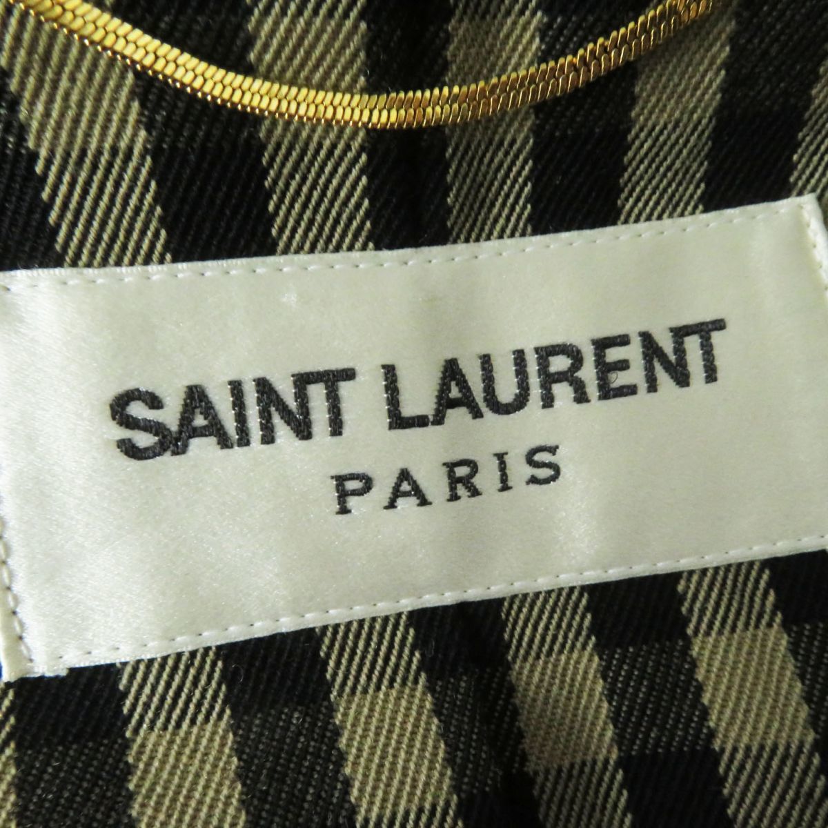 美品◎正規品 SAINT LAURENT PARIS サンローランパリ 374896 レディース トレンチコート 裏チェック柄 ベージュ 34 ハンガー・ガーメント付_画像9