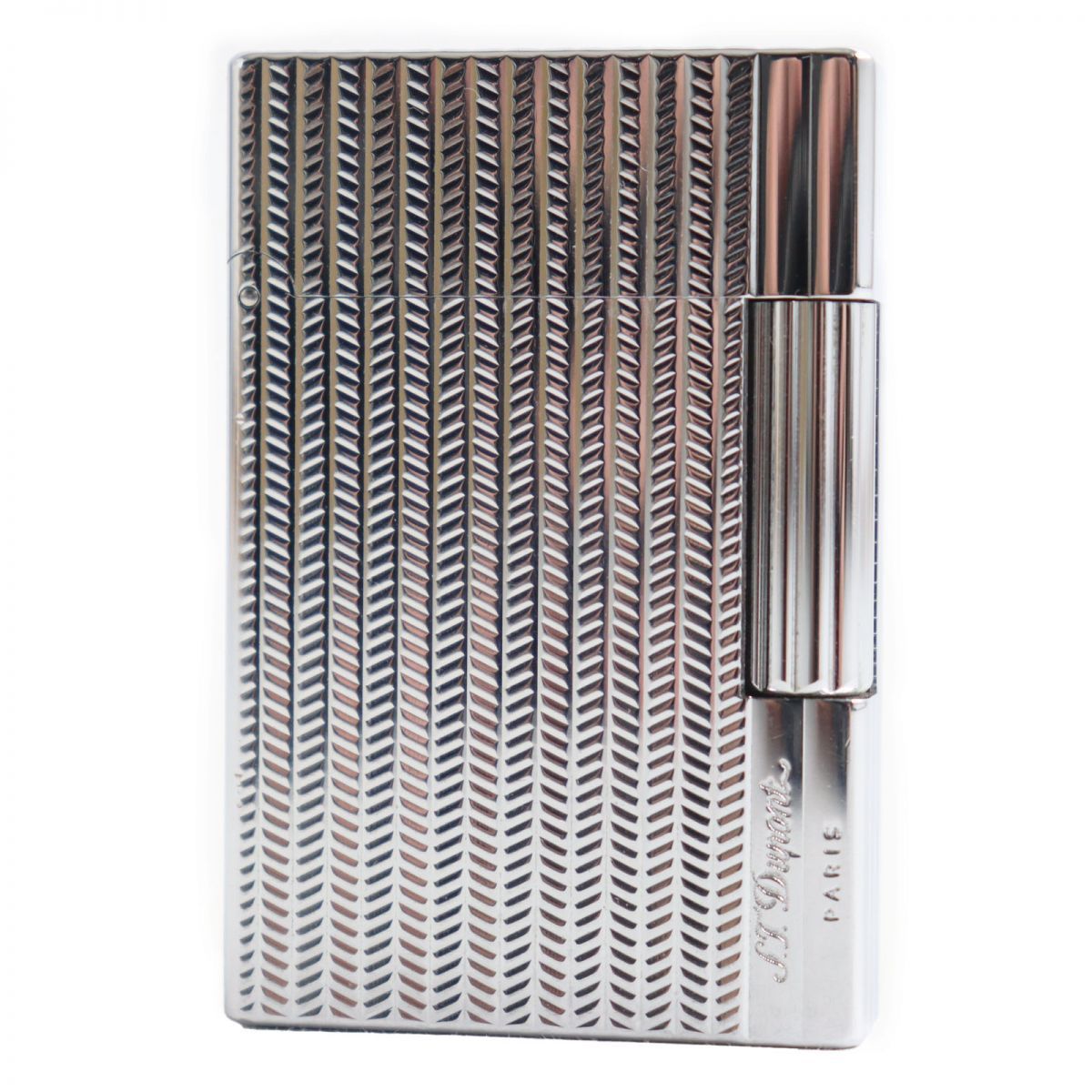 『1年保証』 極美品●S.T.Dupont エス・テー・デュポン ギャッツビー ヘリンボーン柄 ローラー式 ガスライター シルバー フランス製 着火確認済み デュポン