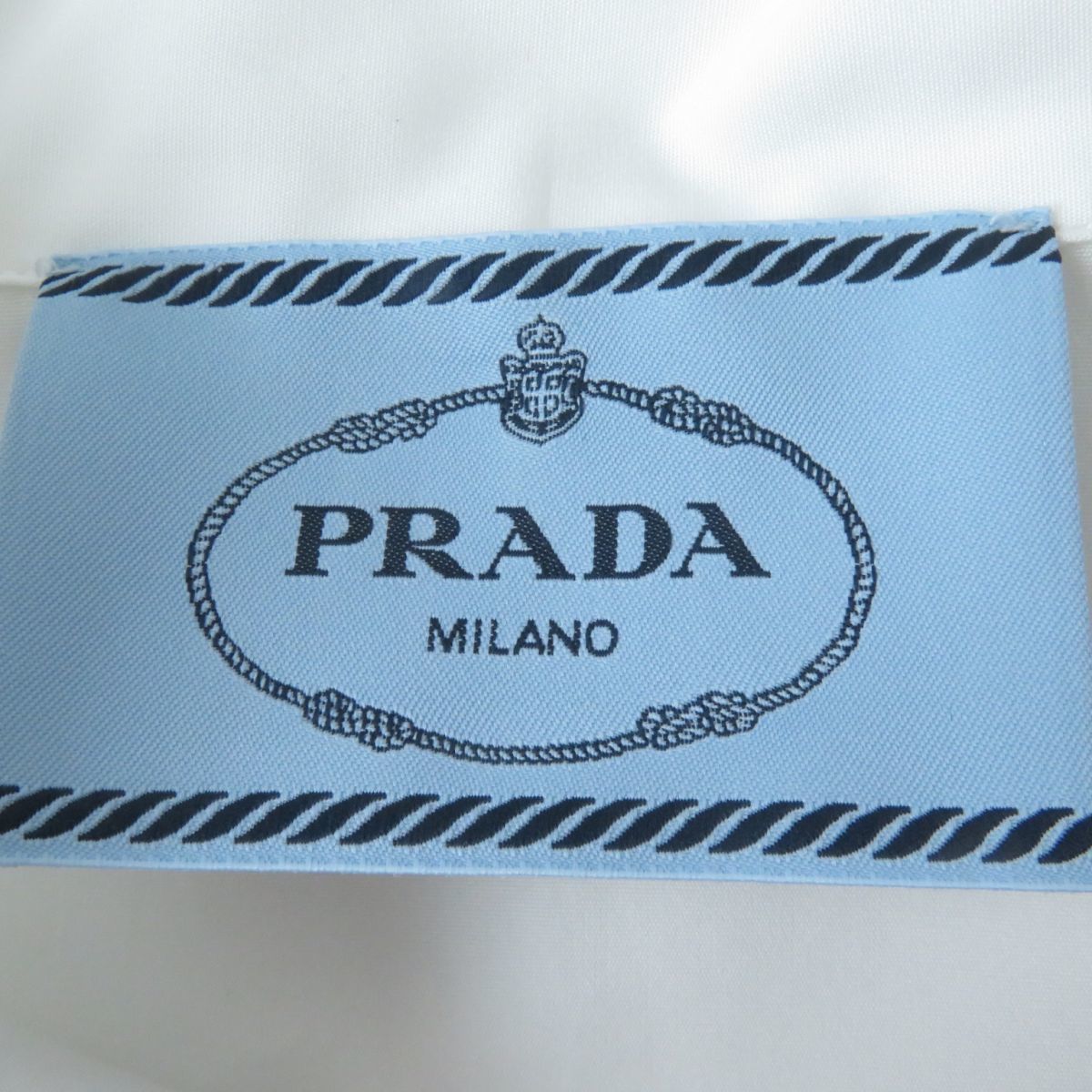 未使用品◎正規品 イタリア製 PRADA プラダ 23SS DNA908 メンズ ロゴパッチ トライアングル ボーリングシャツ BIANCO（白） M タグ付き_画像5