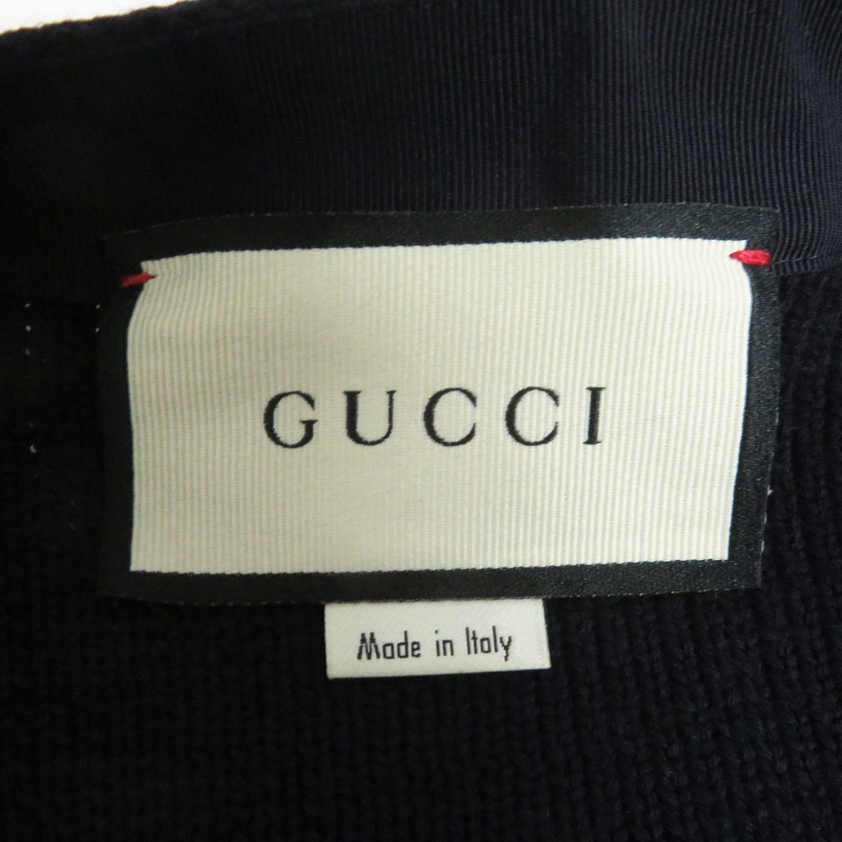  прекрасный товар *21AW GUCCI/ Gucci 626349 web имеется Inter locking G шерсть Blend вязаный кардиган / свитер темно-синий XS сделано в Италии стандартный товар 