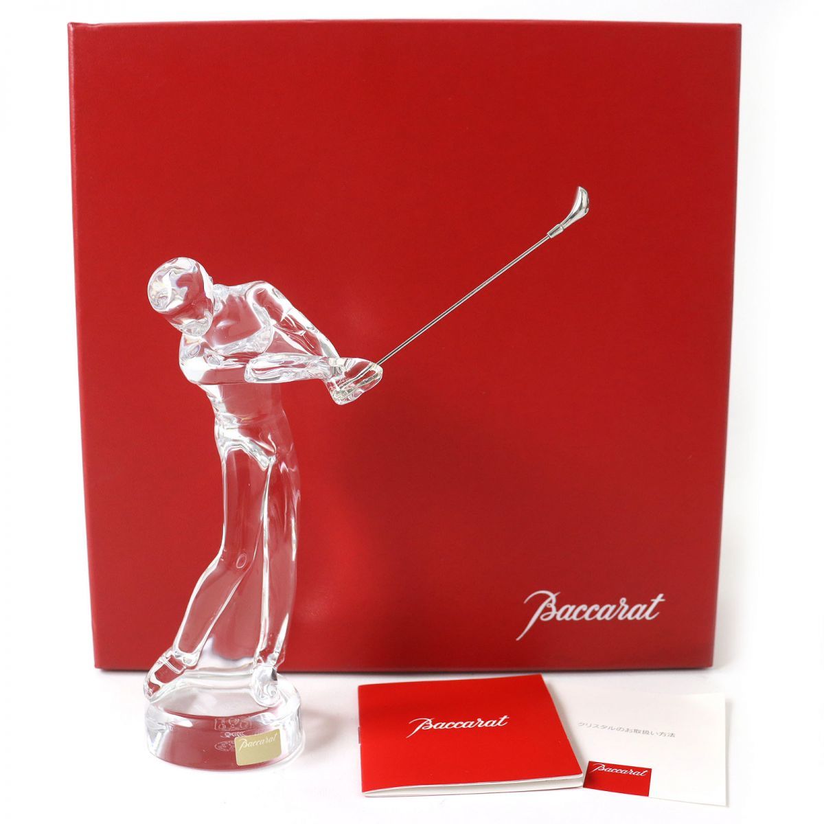 未使用品△Baccarat バカラ ST ANDREWS セントアンドリューズ クリスタルガラス Golf ゴルファー スイング フィギュリン 置物 保管箱付き◎