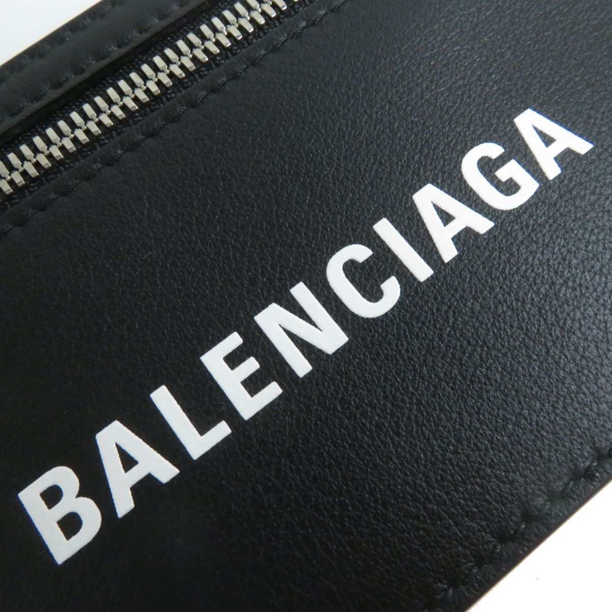 未使用品△BALENCIAGA バレンシアガ 501651 ロゴ入り レザーコインパース/カードケース/パスケース ブラック×ホワイト メンズ 伊製 箱付_画像6