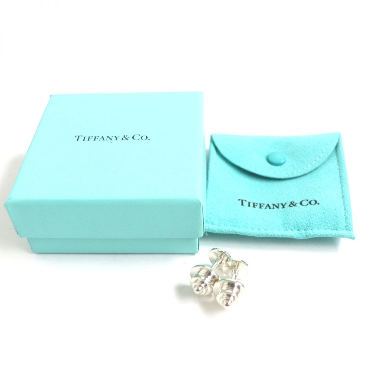 極美品▼TIFFANY&Co. ティファニー バーベルモチーフ カフリンクス/カフスボタン 925 シルバー メンズ ビジネス◎ 総重量16.8g 箱・袋付き_画像2