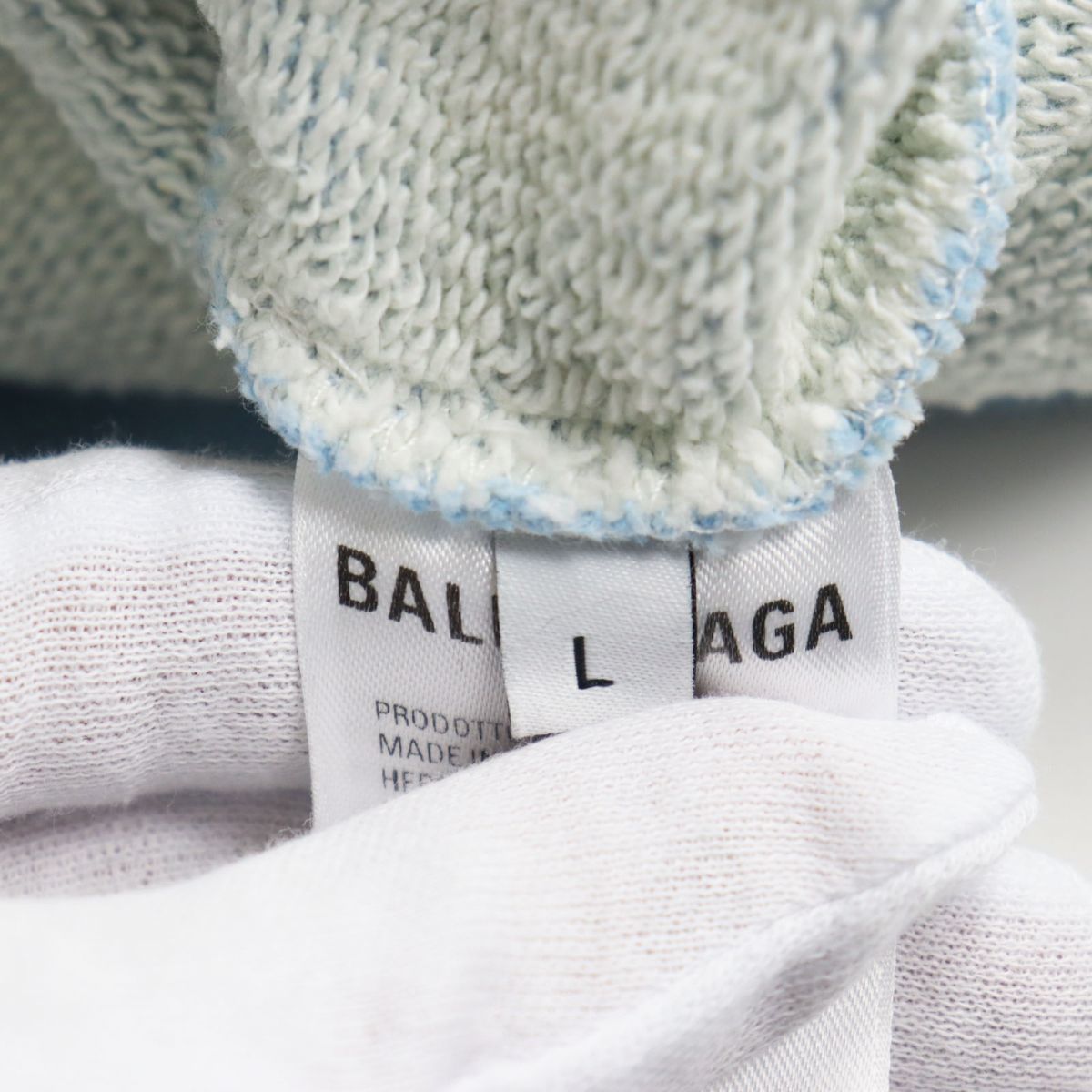 【ドンドン見直し】良品●2019年製 BALENCIAGA バレンシアガ 570811 BBロゴプリント プルオーバー スウェットパーカー ブルー L 正規品の画像6