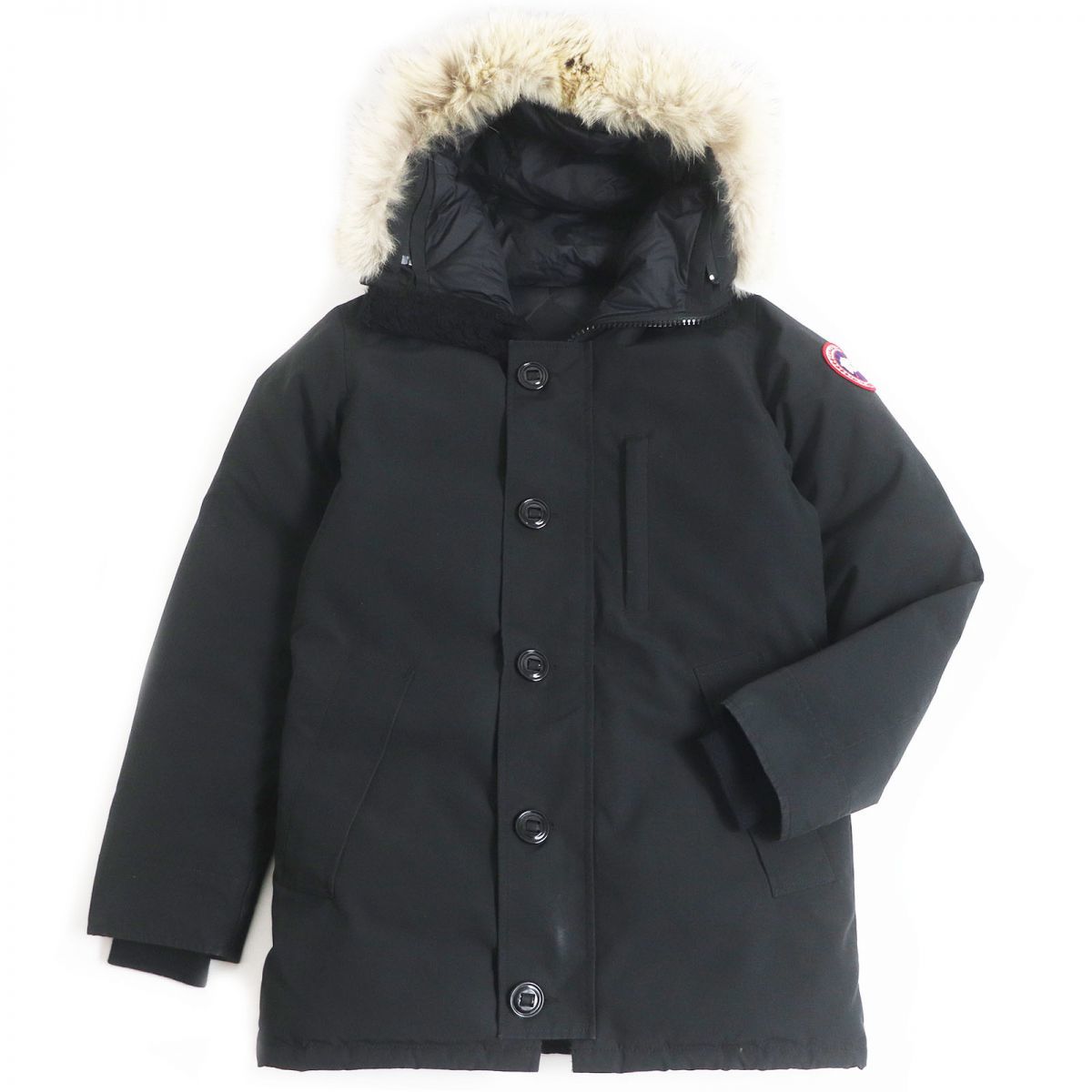 良品□CANADA GOOSE/カナダグース 3438JM JASPER/ジャスパー ファーフーデッド WZIP ダウンジャケット/コート 黒 XS カナダ製 正規品