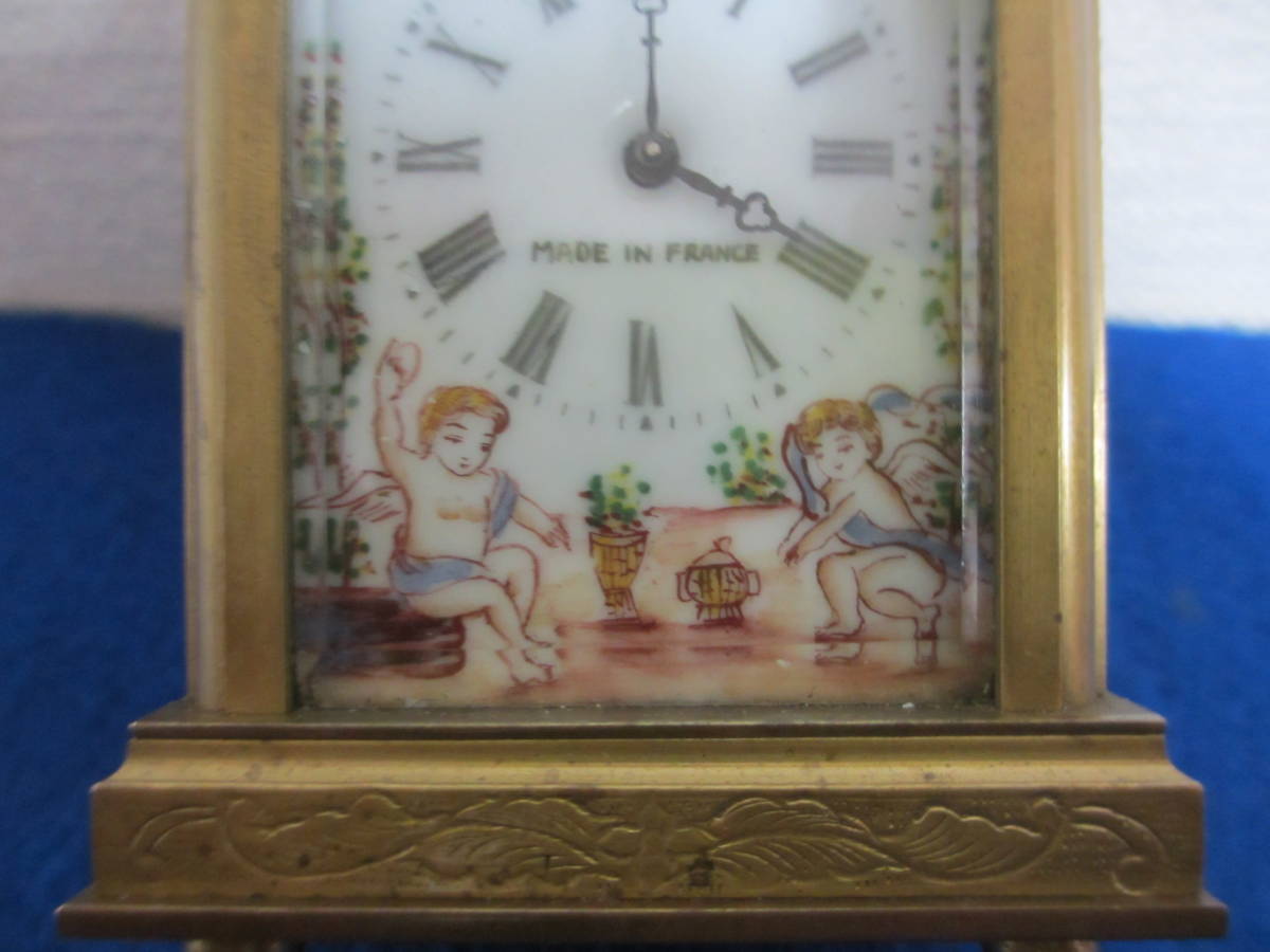 置き時計　MADE IN FRANCE ゼンマイ式　3面天使図　アンティークレトロ_画像10