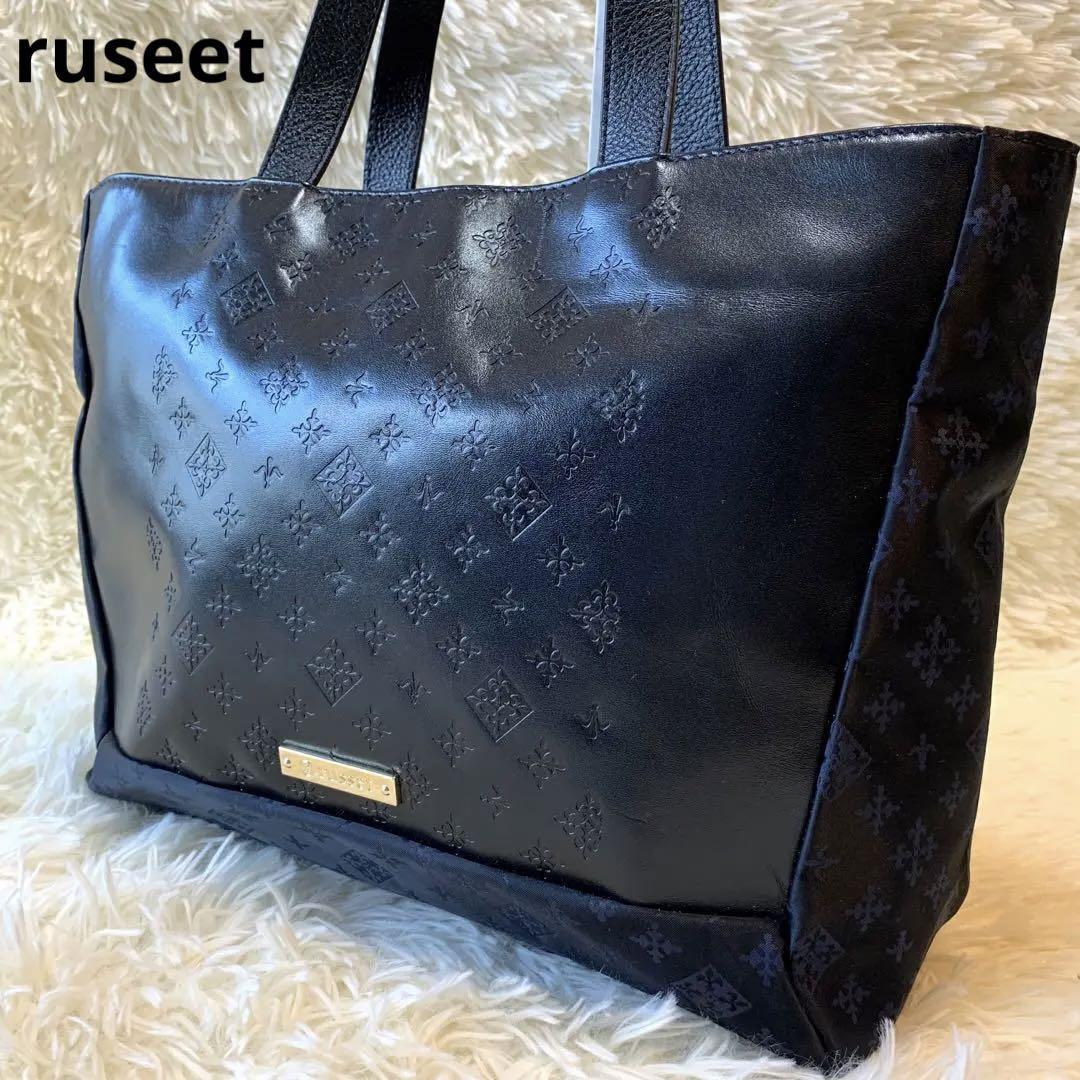 極美品　ラシット ruseet トートバッグ A4可 ナイロン レザー 総柄_画像1