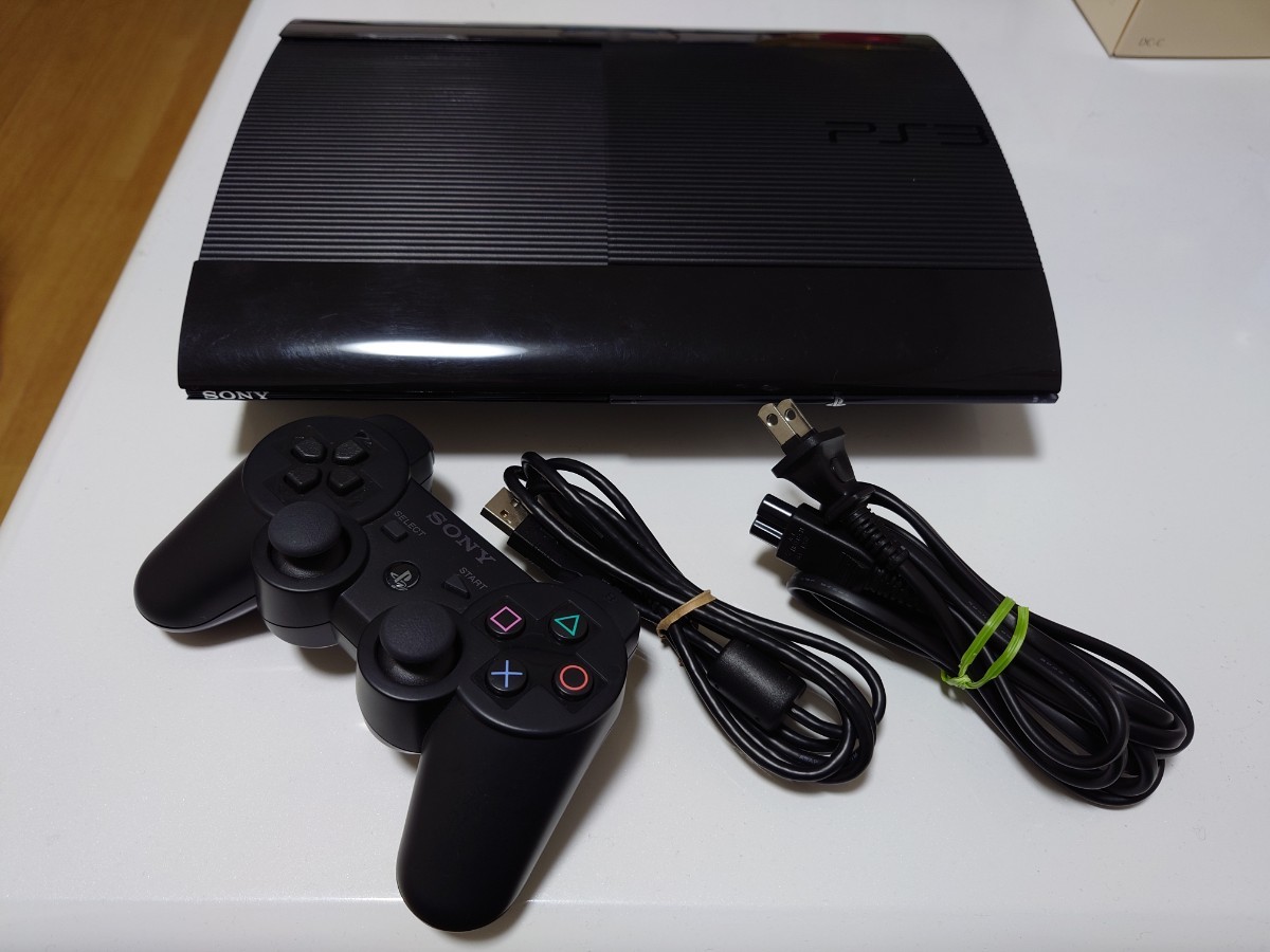 SONY PlayStation3 CECH-4000C（チャコールブラック）コントローラ、電源ケーブル付 （中古品）_画像1