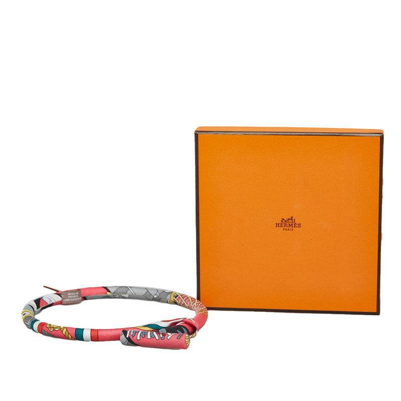 エルメス ブリッド ドゥ ソワ チョーカー ネックレス ピンク マルチカラー シルク レディース HERMES 【中古】_画像7