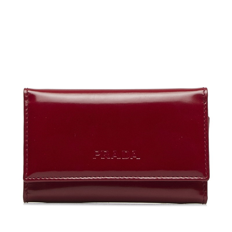 プラダ キーケース M25 レッド パテントレザー レディース PRADA 【中古】_画像1