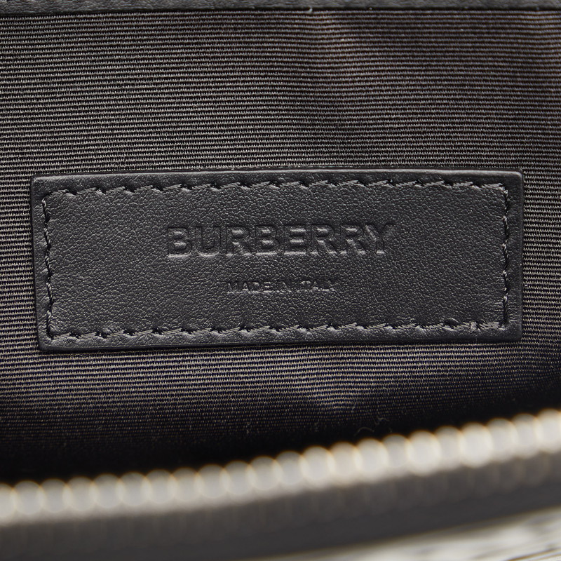  Burberry TB монограмма клатч ручная сумочка PC кейс чёрная кожа женский BURBERRY [ б/у ]