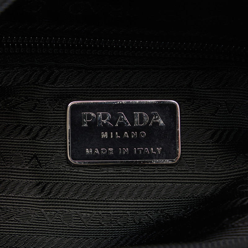 プラダ 三角ロゴプレート テスート シティ ショルダーバッグ トートバッグ B7352 ブラック ナイロン レディース PRADA 【中古】_画像7