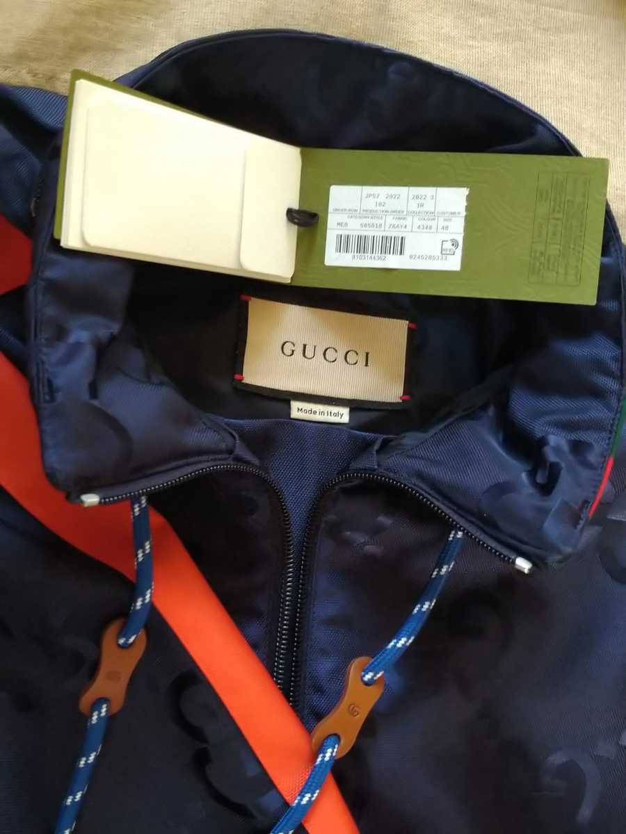 22-23AW 新品未使用 付属品完備 GUCCI ジャンボGG ナイロン フーデッド ジャケット マウンテンパーカー アノラック ジャガード 総柄 adidas_画像5