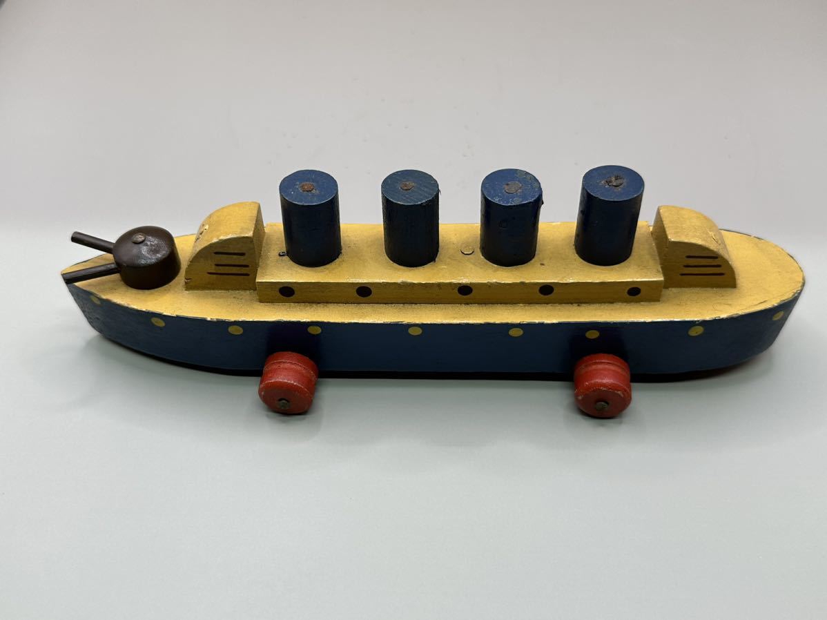 貴重 戦前戦中 戦艦 木製玩具 19.5cm 軍艦 の画像8