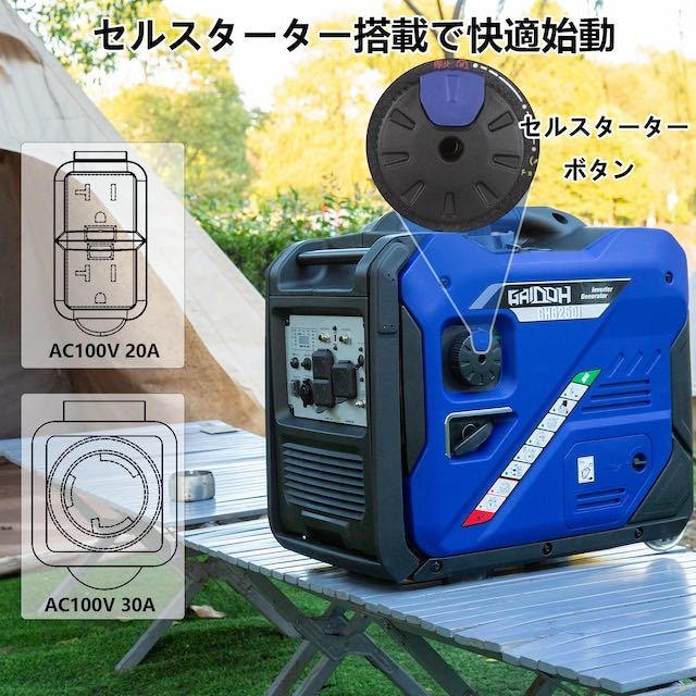 Gaidoh インバーター発電機 GH6250i 定格出力5.0kVA セルスターター機能 正弦波 防音型 高出力 軽量 静音 家庭用 ガソリン発電機_画像7